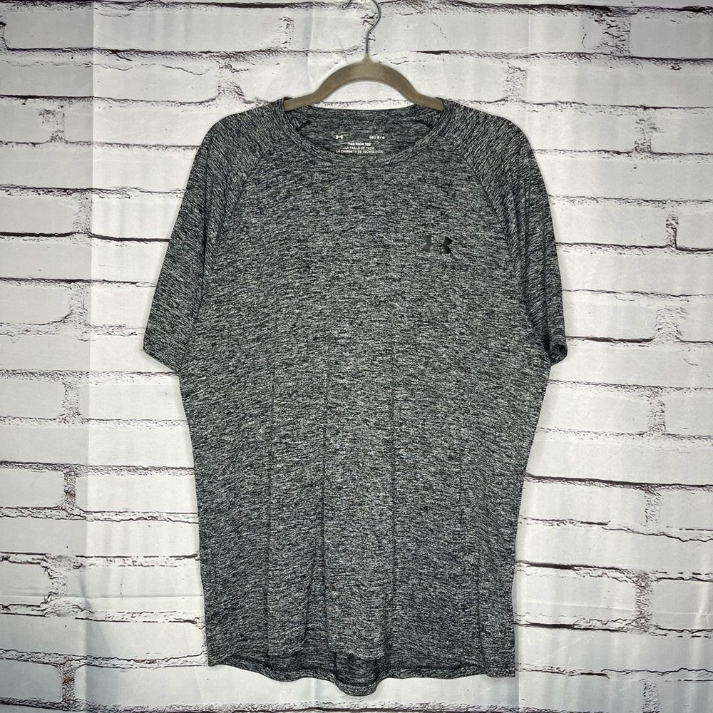 Under Armour Tech Tee L Gray Black Crew Neck Activewear Athleisure Streetwear